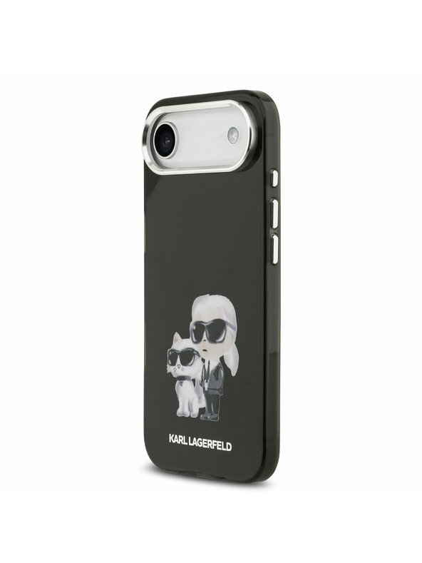 Karl Lagerfeld Karl Lagerfeld IML Aquarelle Karl and Choupette Hátlap az iPhone Air-hez Black