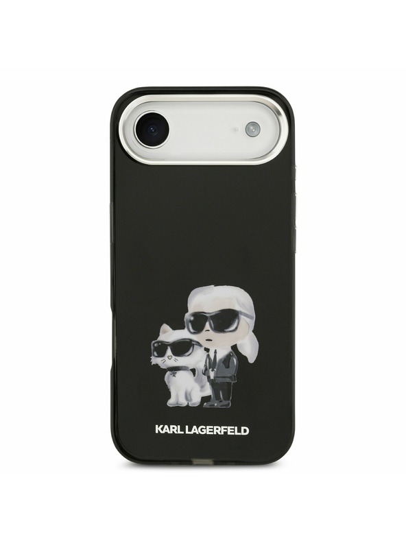 Karl Lagerfeld Karl Lagerfeld IML Aquarelle Karl and Choupette Hátlap az iPhone Air-hez Black