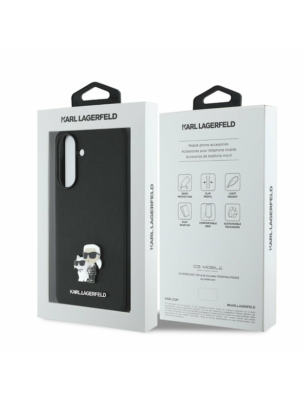Karl Lagerfeld Karl Lagerfeld PU Saffiano Metal Karl and Choupette Hátlap a Samsung Galaxy A36-hoz Black