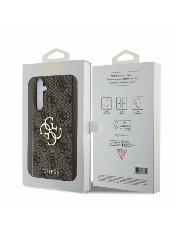 Guess Guess PU 4G Metal Logo Hátlap a Samsung Galaxy A55 5G-hez Brown