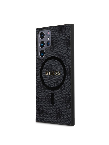 Guess Guess PU Bőr 4G Színes Gyűrű MagSafe Hátlap Samsung Galaxy S24 Ultra Fekete
