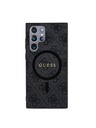 Guess Guess PU Bőr 4G Színes Gyűrű MagSafe Hátlap Samsung Galaxy S24 Ultra Fekete