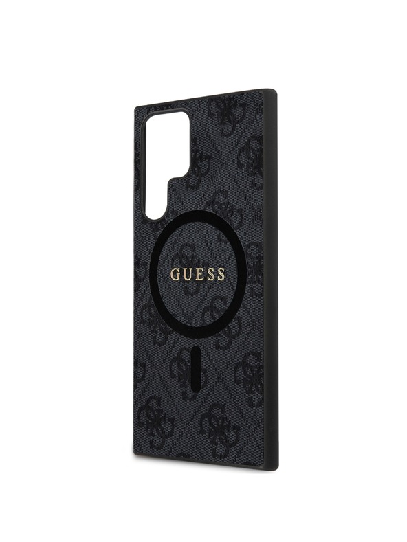 Guess Guess PU Bőr 4G Színes Gyűrű MagSafe Hátlap Samsung Galaxy S24 Ultra Fekete
