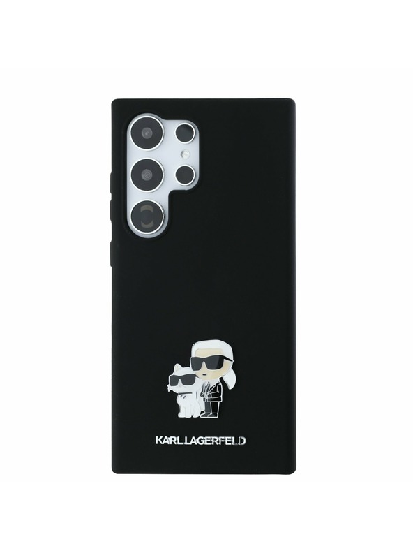 Karl Lagerfeld Karl Lagerfeld Folyékony Szilikon Fém Karl and Choupette Hátlap Samsung Galaxy S24 Ultra Fekete