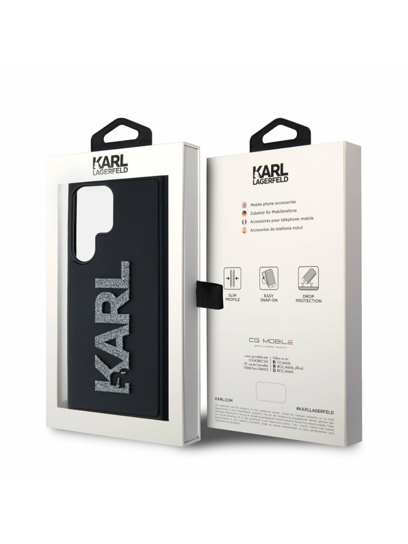 Karl Lagerfeld Karl Lagerfeld 3D Gumi Csillogó Logo Hátlap Samsung Galaxy S24 Ultra Fekete