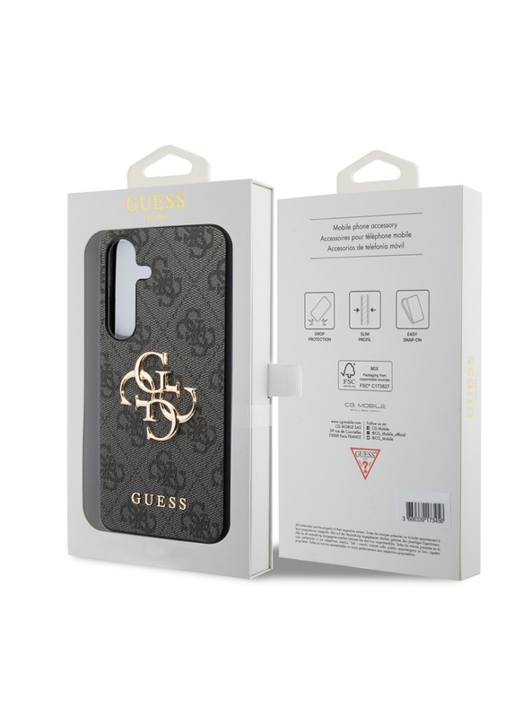 Guess Guess PU 4G Metal Logo Hátlap Samsung Galaxy S24+ Szürke
