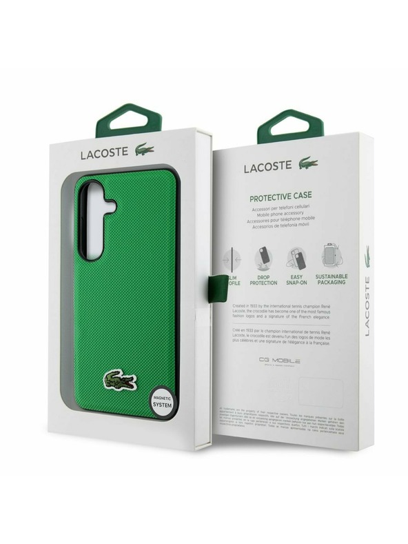 Lacoste Lacoste Iconic Petit Pique Woven Logo MagSafe Hátlap Samsung Galaxy S25 Zöld