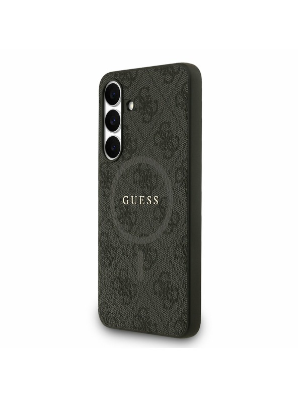 Guess Guess PU Bőr 4G Színes Gyűrű MagSafe Hátlap Samsung Galaxy S25 FE Fekete
