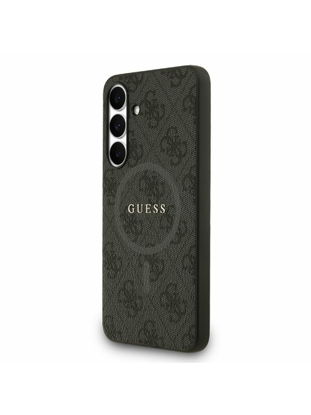 Guess Guess PU Bőr 4G Színes Gyűrű MagSafe Hátlap Samsung Galaxy S25 FE Fekete