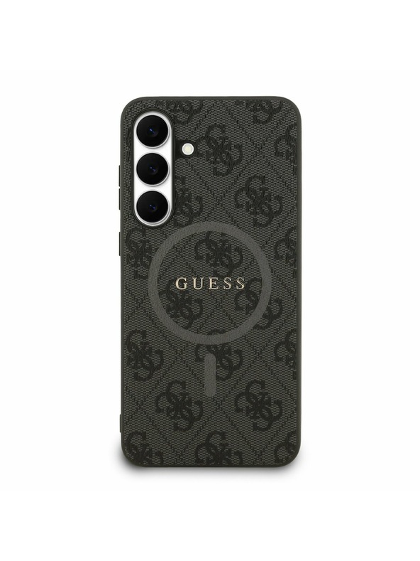 Guess Guess PU Bőr 4G Színes Gyűrű MagSafe Hátlap Samsung Galaxy S25 FE Fekete