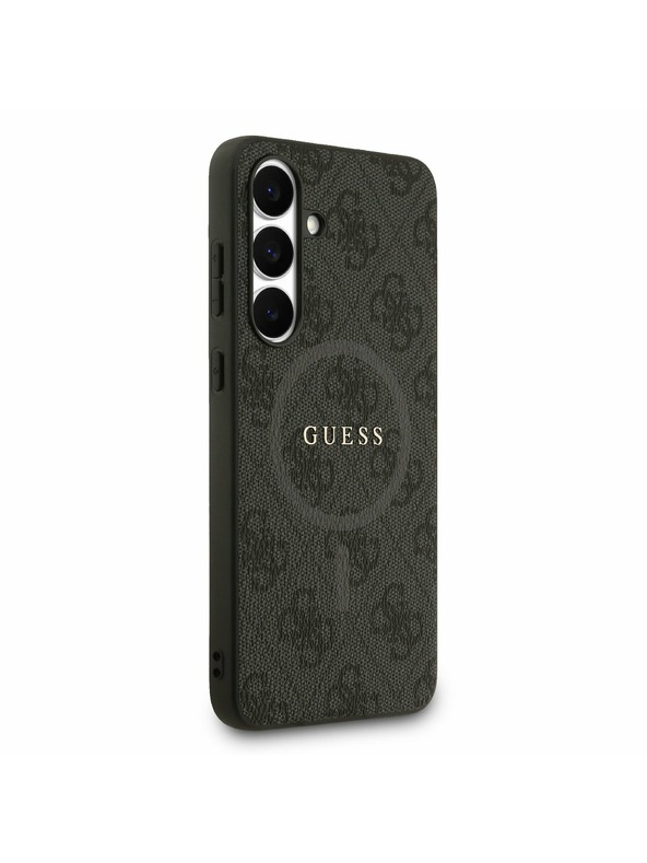 Guess Guess PU Bőr 4G Színes Gyűrű MagSafe Hátlap Samsung Galaxy S25 FE Fekete