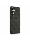 Guess Guess PU Bőr 4G Színes Gyűrű MagSafe Hátlap Samsung Galaxy S25 FE Fekete
