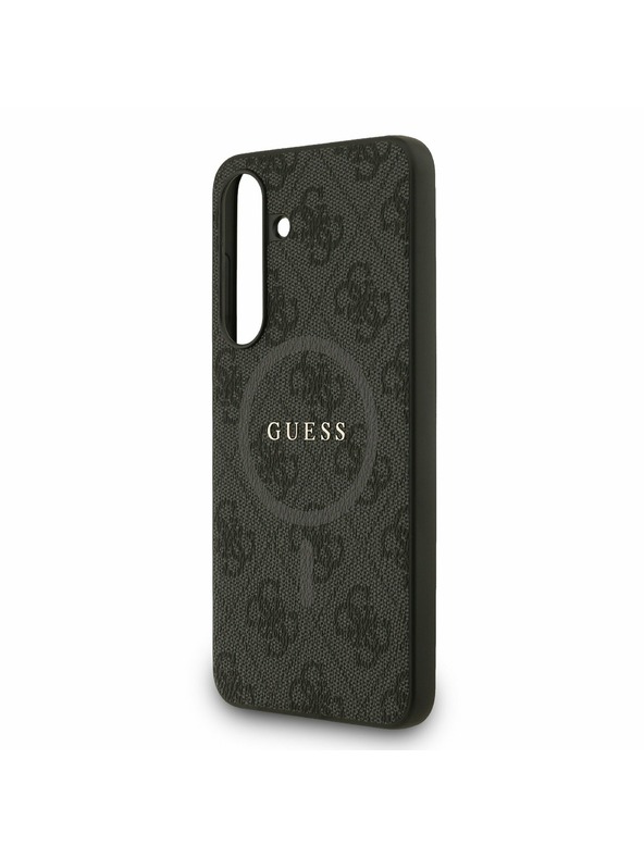Guess Guess PU Bőr 4G Színes Gyűrű MagSafe Hátlap Samsung Galaxy S25 FE Fekete