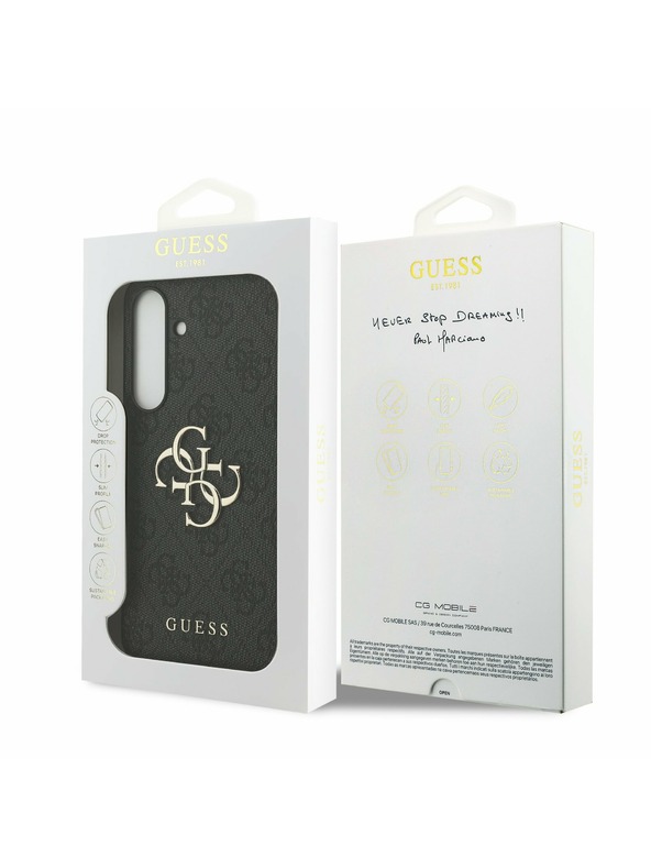 Guess Guess PU 4G Metal Logo Hátlap Samsung Galaxy S25 FE Szürke