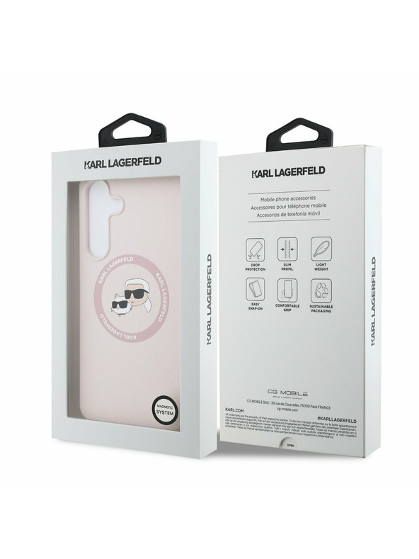Karl Lagerfeld Karl Lagerfeld Folyékony Szilikon K&CH Heads MagSafe Hátlap Samsung Galaxy S25 FE Rózsaszín