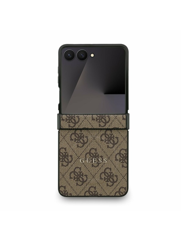 Guess Guess PU Bőr 4G Színes Gyűrű Mágneses Hátlap Samsung Galaxy Z Flip 7 Barna