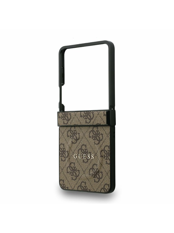 Guess Guess PU Bőr 4G Színes Gyűrű Mágneses Hátlap Samsung Galaxy Z Flip 7 Barna