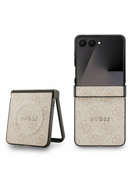 Guess Guess PU Bőr 4G Színes Gyűrű Mágneses Hátlap Samsung Galaxy Z Flip 7 Rózsaszín