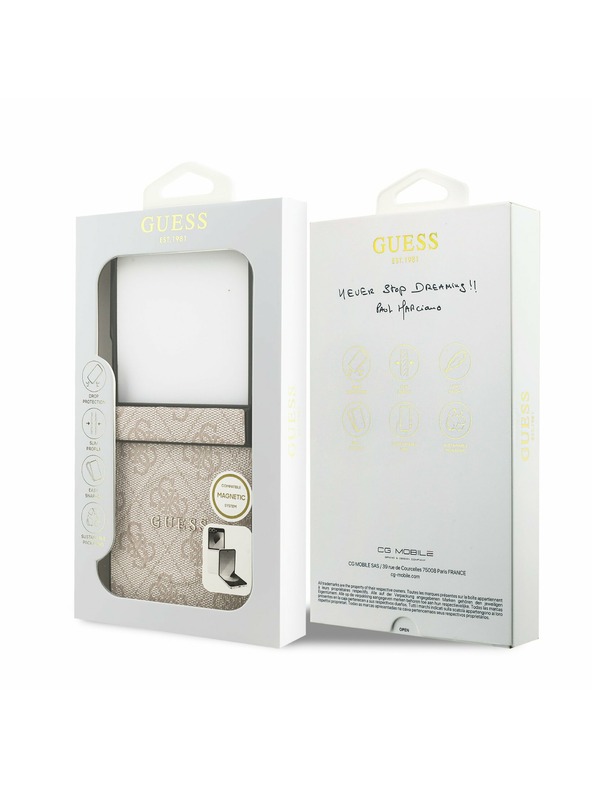 Guess Guess PU Bőr 4G Színes Gyűrű Mágneses Hátlap Samsung Galaxy Z Flip 7 Rózsaszín