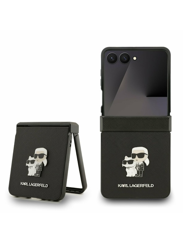 Karl Lagerfeld Karl Lagerfeld PU Saffiano Karl and Choupette Hátlap Samsung Galaxy Z Flip 7 Fekete