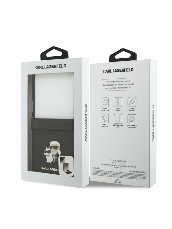 Karl Lagerfeld Karl Lagerfeld PU Saffiano Karl and Choupette Hátlap Samsung Galaxy Z Flip 7 Fekete