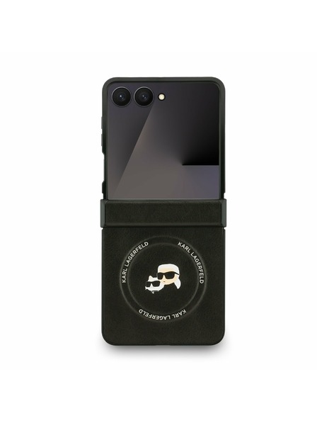 Karl Lagerfeld Karl Lagerfeld PU Karl and Choupette Heads Mágneses Hátlap Samsung Galaxy Z Flip 7 Fekete