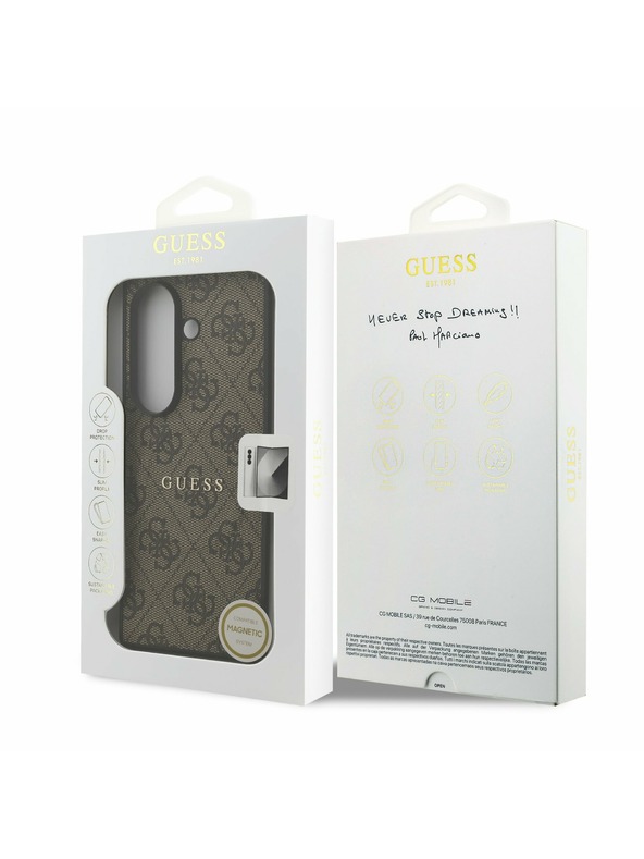 Guess Guess PU Bőr 4G Színes Gyűrű Mágneses Hátlap Samsung Galaxy Z Fold 7 Barna