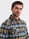 Ombre Clothing Narancssárga és szürke férfi flanel ing Ombre Clothing