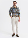 Ombre Clothing Narancssárga és szürke férfi flanel ing Ombre Clothing