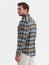 Ombre Clothing Narancssárga és szürke férfi flanel ing Ombre Clothing