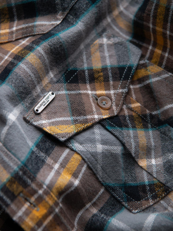 Ombre Clothing Narancssárga és szürke férfi flanel ing Ombre Clothing