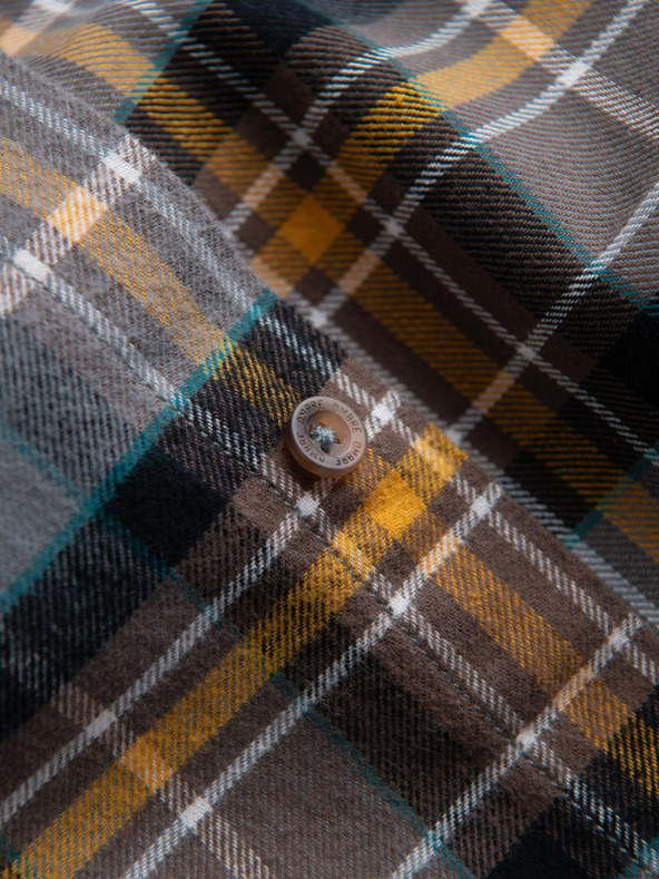 Ombre Clothing Narancssárga és szürke férfi flanel ing Ombre Clothing
