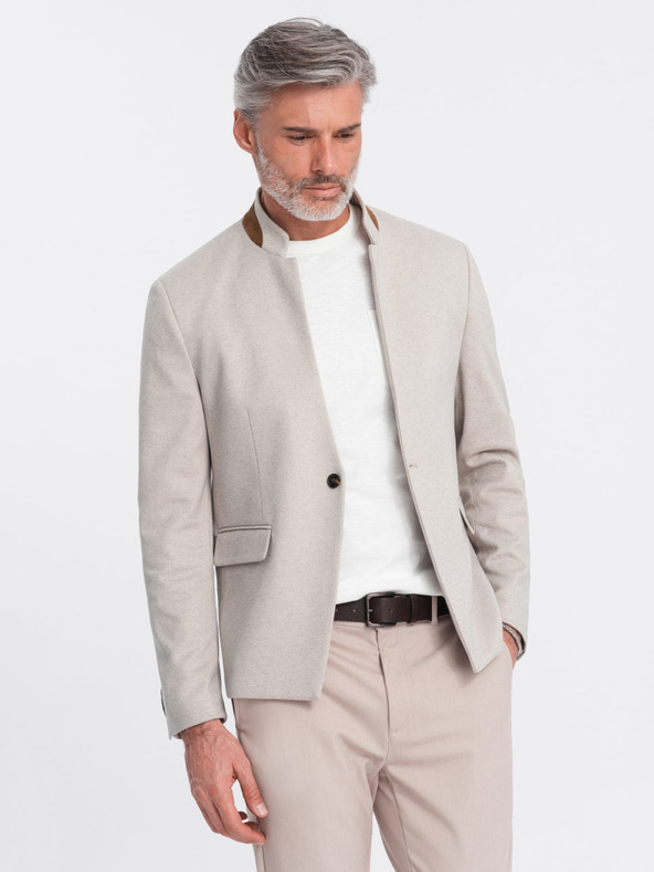 Ombre Clothing Ombre Clothing férfi barna színű kabát állógallérral