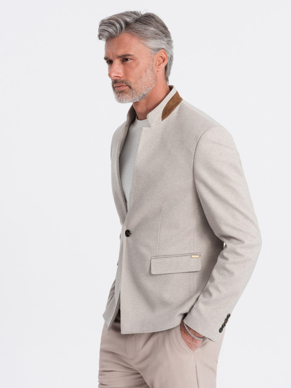 Ombre Clothing Ombre Clothing férfi barna színű kabát állógallérral