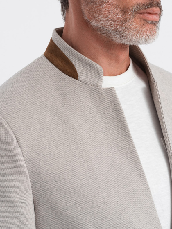 Ombre Clothing Ombre Clothing férfi barna színű kabát állógallérral