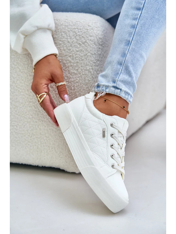 BIG STAR SHOES Női meleg béléses tornacipők platformon Big Star – fehér