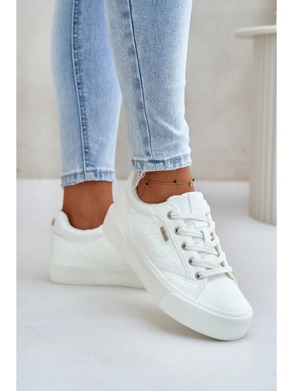 BIG STAR SHOES Női meleg béléses tornacipők platformon Big Star – fehér