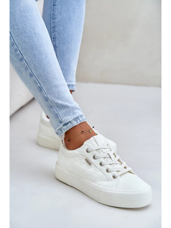 BIG STAR SHOES Női meleg béléses tornacipők platformon Big Star – fehér