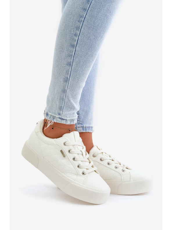 BIG STAR SHOES Női meleg béléses tornacipők platformon Big Star – fehér