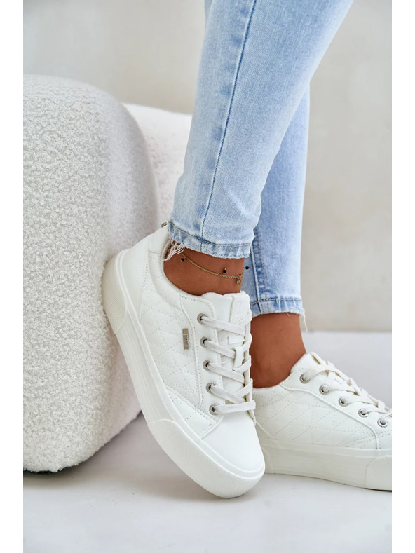 BIG STAR SHOES Női meleg béléses tornacipők platformon Big Star – fehér