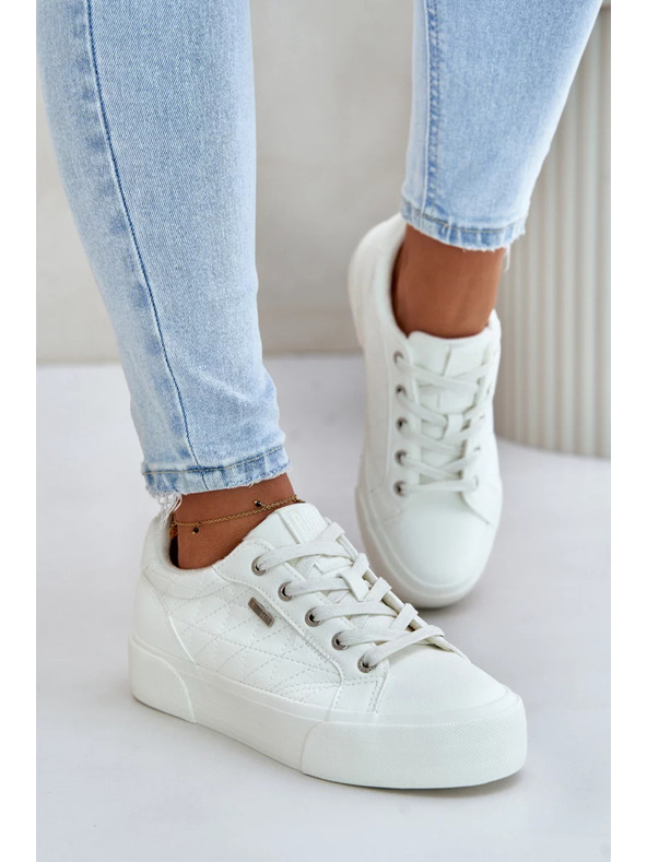 BIG STAR SHOES Női meleg béléses tornacipők platformon Big Star – fehér