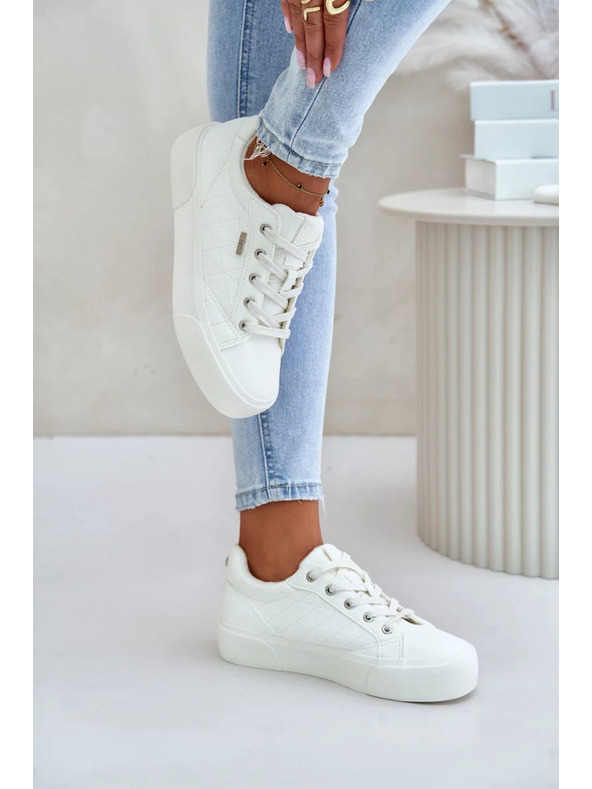 BIG STAR SHOES Női meleg béléses tornacipők platformon Big Star – fehér