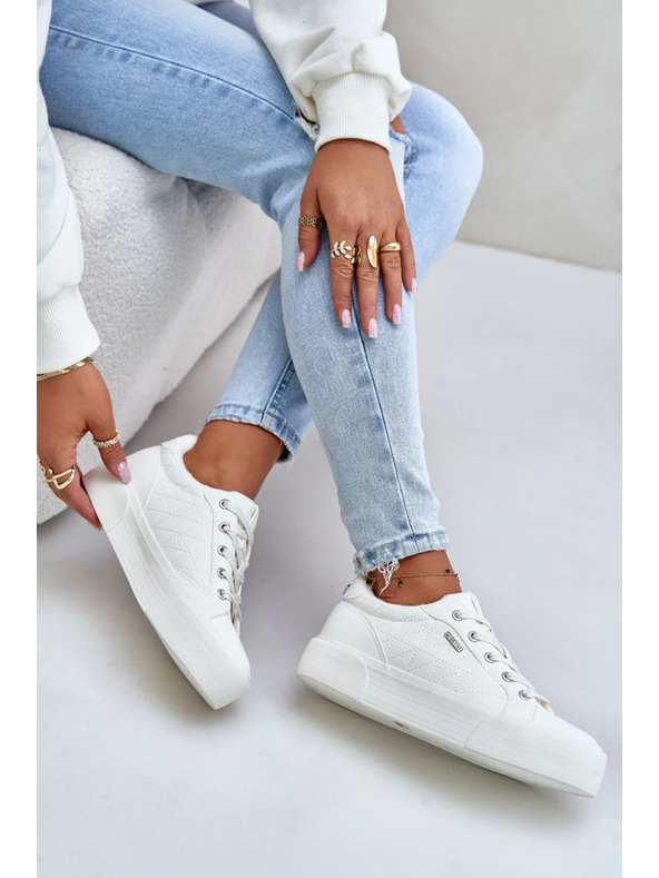 BIG STAR SHOES Női meleg béléses tornacipők platformon Big Star – fehér