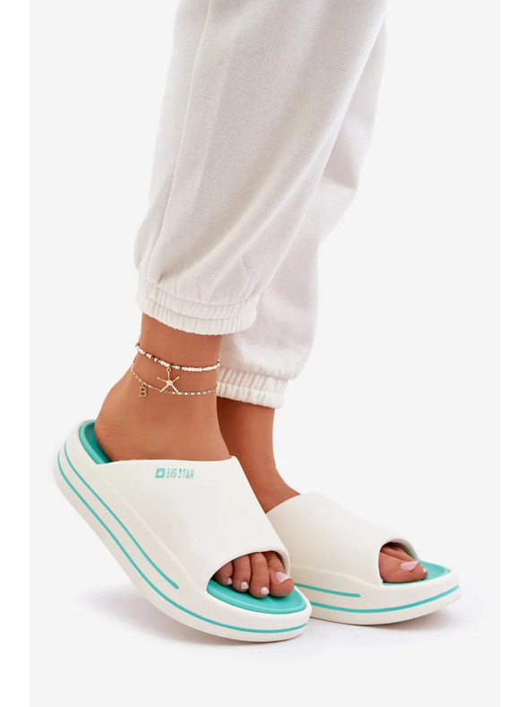 BIG STAR SHOES Női papucsok platformon Big Star – fehér/menta