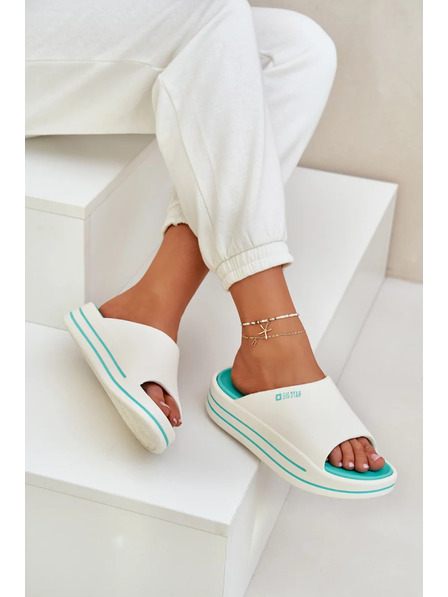 BIG STAR SHOES Női papucsok platformon Big Star – fehér/menta