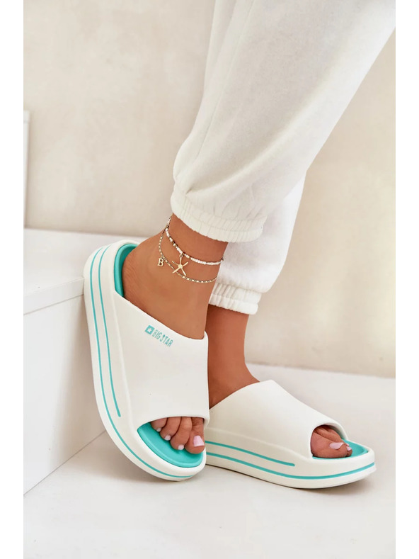 BIG STAR SHOES Női papucsok platformon Big Star – fehér/menta