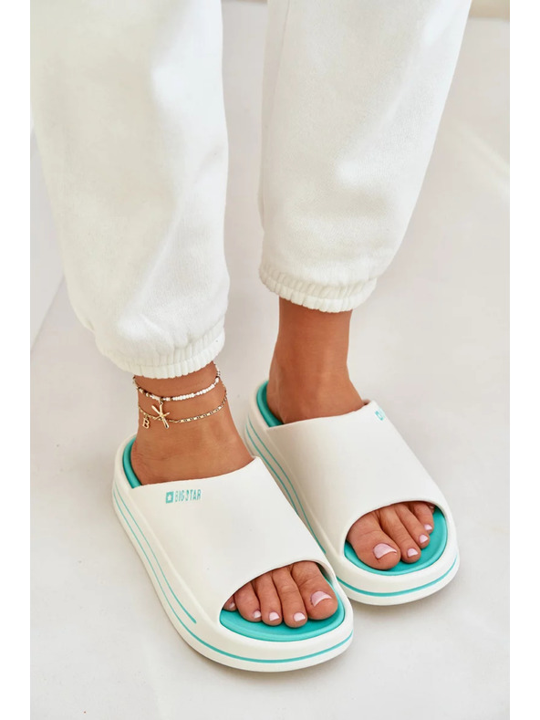 BIG STAR SHOES Női papucsok platformon Big Star – fehér/menta