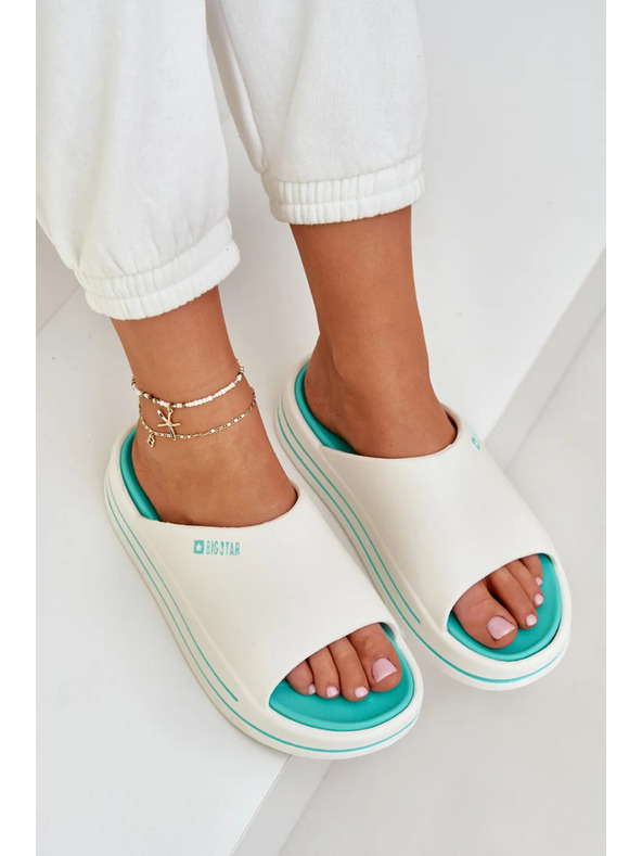 BIG STAR SHOES Női papucsok platformon Big Star – fehér/menta