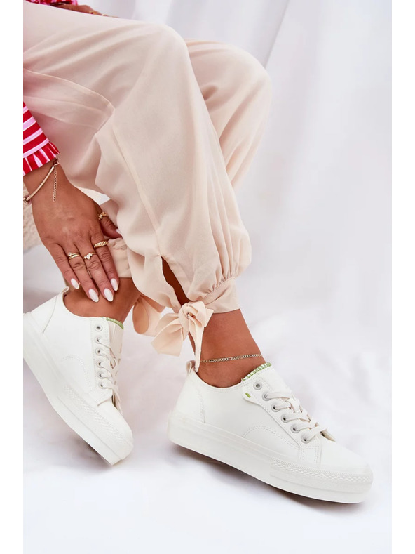 BIG STAR SHOES Női tornacipők ECO bőrből platformon Big Star – fehér