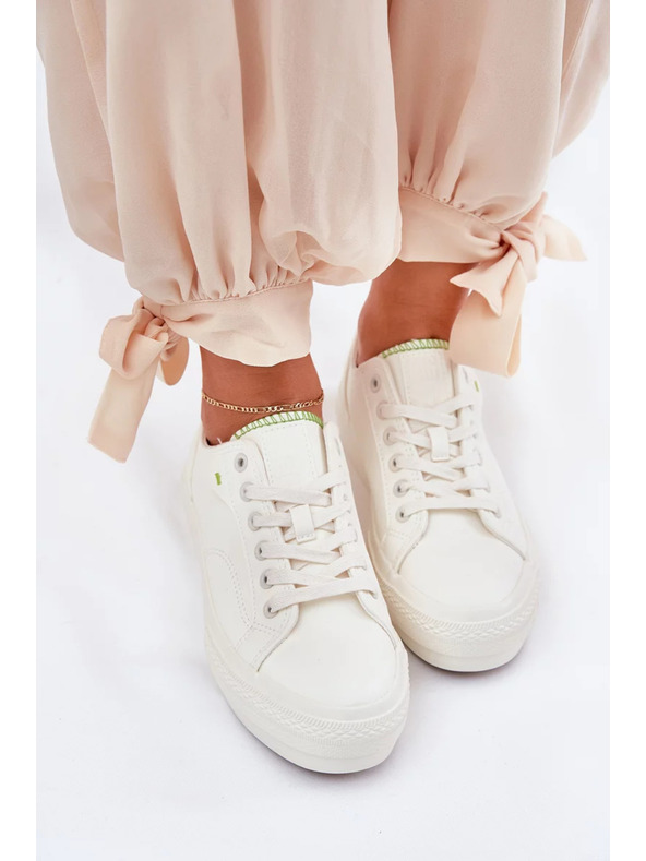 BIG STAR SHOES Női tornacipők ECO bőrből platformon Big Star – fehér